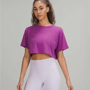 lululemon all yours cropped tshirt t shirt vivid plum - purple